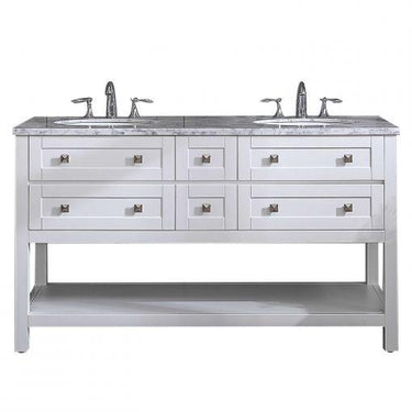 EVIVA Epic White 60″ Double Sink Bathroom Vanity w/ Open Space Storage Vanity Eviva